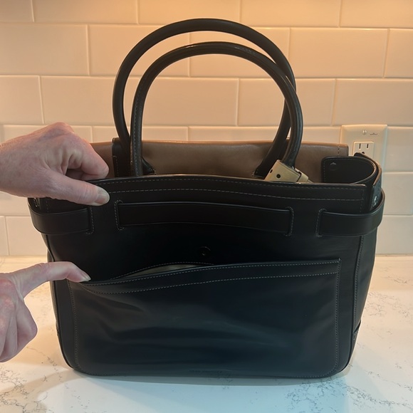 Reed Krakoff handbag, leather, black, brown and tan leather, 13”w, 10”h, 4”d - Picture 7 of 16